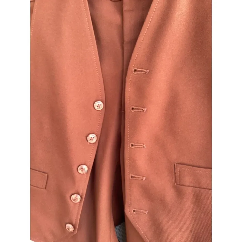 Iconic/Vintage/Retro Genuine 1970s Unisex Brown Vest & Pants Suit - Picture 6 of 7